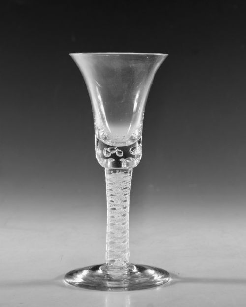 ANTIQUE GLASS OPAQUE TWIST WINE GLASS C1770 - ADDITIONAL PHOTO 1