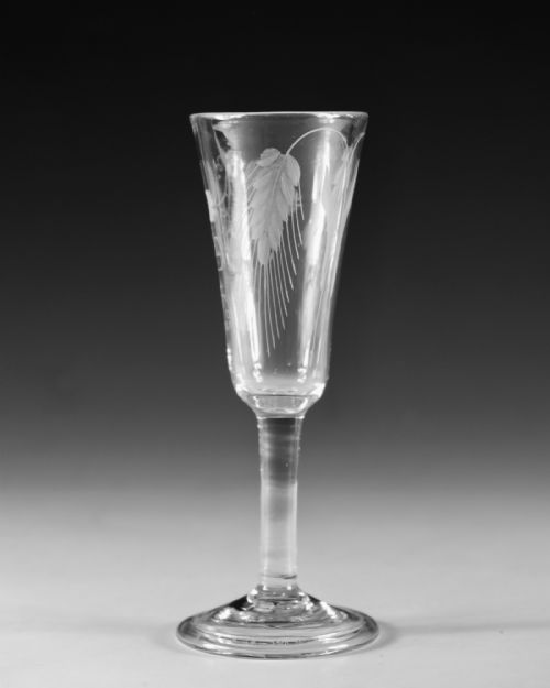ANTIQUE GLASS ALE GLASS PLAIN STEM ENGLISH C1750 - ADDITIONAL PHOTO 1