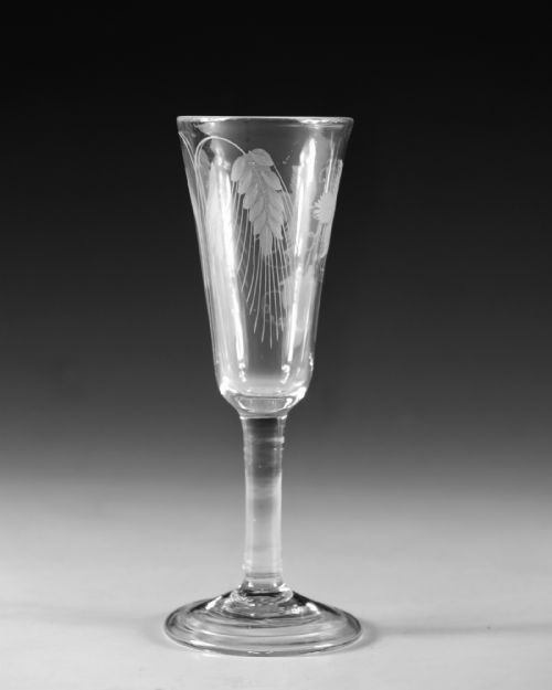 ANTIQUE GLASS ALE GLASS PLAIN STEM ENGLISH C1750 - ADDITIONAL PHOTO 2