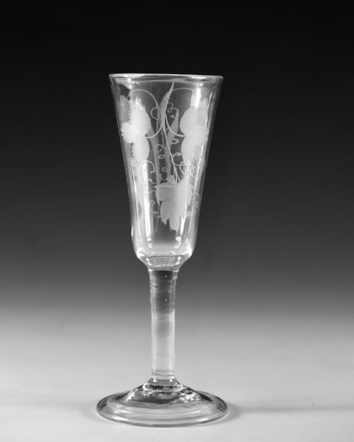 ANTIQUE GLASS ALE GLASS PLAIN STEM ENGLISH C1750 - ADDITIONAL PHOTO 3