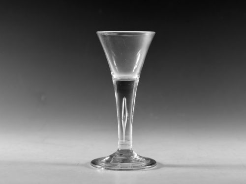 antique glass plain stem wine glass english c1750 - CATEGORY: ANTIQUE GLASS - DATED 18TH CENTURY