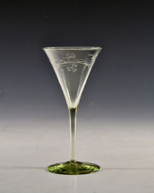 ANTIQUE GLASS WINE GLASS BY DESIGNED BY HARRY POWELL C18 - ADDITIONAL PHOTO 1