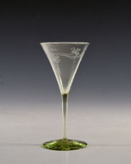 ANTIQUE GLASS WINE GLASS BY DESIGNED BY HARRY POWELL C18 - ADDITIONAL PHOTO 2