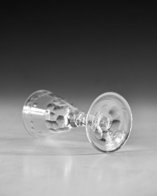 ANTIQUE GLASS GOBLET FACET STEM ENGLISH C1780 - ADDITIONAL PHOTO 2