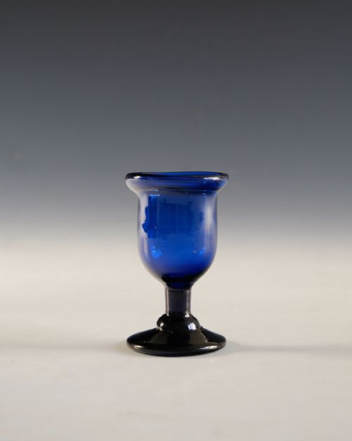 ANTIQUE GLASS EGG CUP BLUE ENGLISH 1790 - ADDITIONAL PHOTO 1