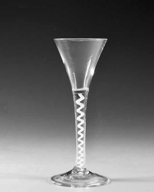ANTIQUE GLASS OPAQUE TWIST WINE GLASS ENGLISH C1765 - ADDITIONAL PHOTO 1