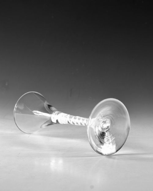 ANTIQUE GLASS OPAQUE TWIST WINE GLASS ENGLISH C1765 - ADDITIONAL PHOTO 2