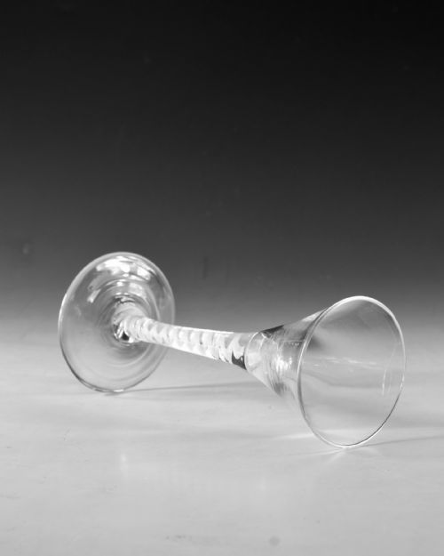 ANTIQUE GLASS OPAQUE TWIST WINE GLASS ENGLISH C1765 - ADDITIONAL PHOTO 3