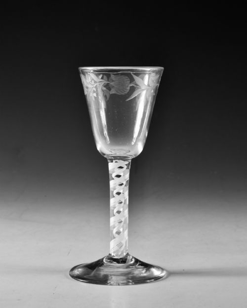 ANTIQUE GLASS OPAQUE TWIST WINE GLASS ENGLISH C1765 - ADDITIONAL PHOTO 2