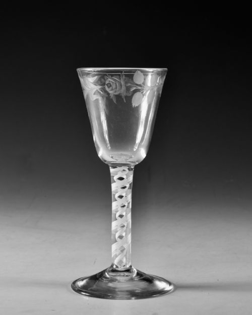 ANTIQUE GLASS OPAQUE TWIST WINE GLASS ENGLISH C1765 - ADDITIONAL PHOTO 4