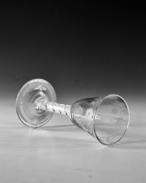 ANTIQUE GLASS OPAQUE TWIST WINE GLASS ENGLISH C1765 - ADDITIONAL PHOTO 6