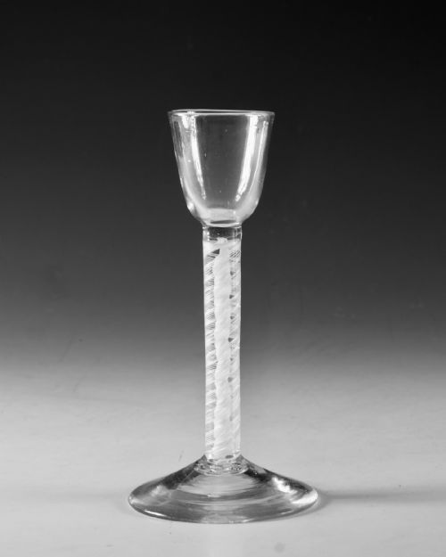 ANTIQUE GLASS OPAQUE TWIST CORDIAL GLASS ENGLISH C1765 - ADDITIONAL PHOTO 1