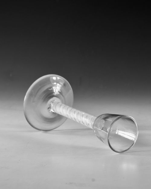 ANTIQUE GLASS OPAQUE TWIST CORDIAL GLASS ENGLISH C1765 - ADDITIONAL PHOTO 3