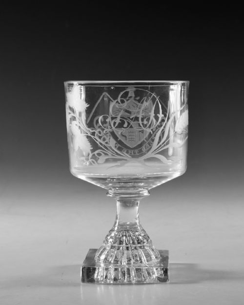 ANTIQUE GLASS RUMMERS ENGRAVED GOD SPEED THE PLOW ENGLISH C1800 - ADDITIONAL PHOTO 2