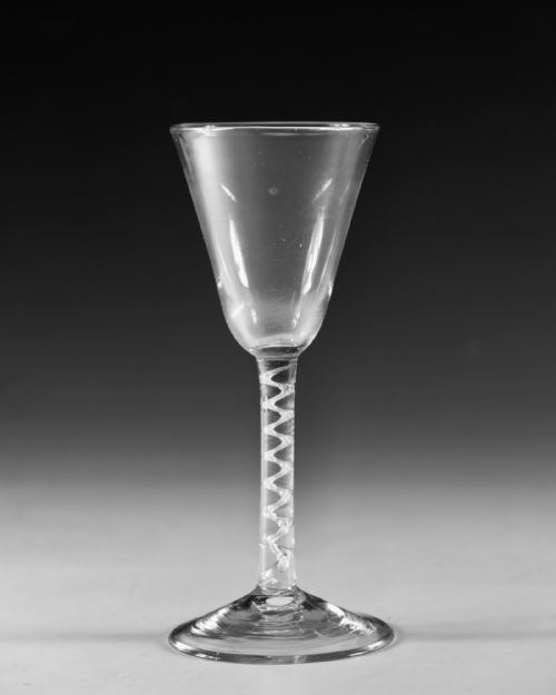 ANTIQUE GLASS AIR TWIST WINE GLASS ENGLISH C1755 - ADDITIONAL PHOTO 1