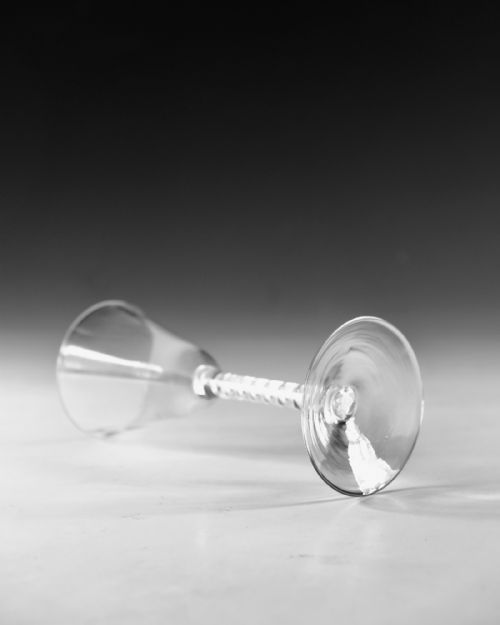 ANTIQUE GLASS AIR TWIST WINE GLASS ENGLISH C1755 - ADDITIONAL PHOTO 2