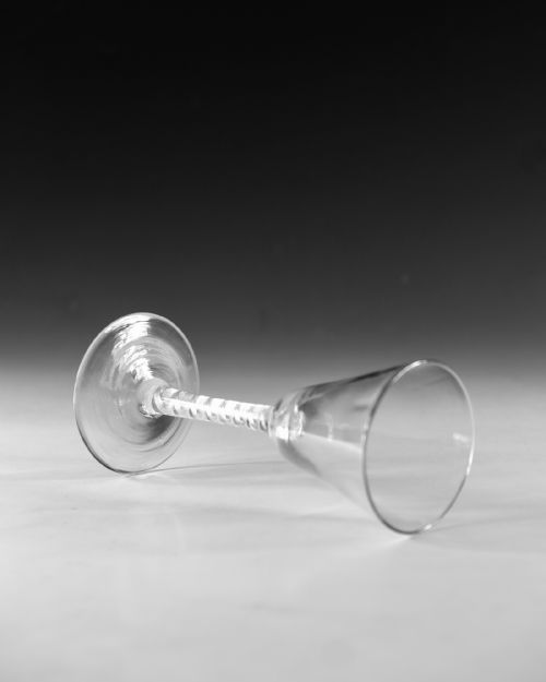 ANTIQUE GLASS AIR TWIST WINE GLASS ENGLISH C1755 - ADDITIONAL PHOTO 4