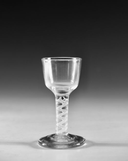 ANTIQUE GLASS OPAQUE TWIST DRAM GLASS ENGLISH C1765 - ADDITIONAL PHOTO 1