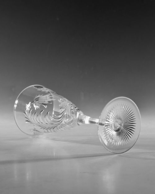 ANTIQUE GLASS INTAGLIO CUT FLUTE STEVENS WILLIAMS C1900 - ADDITIONAL PHOTO 7