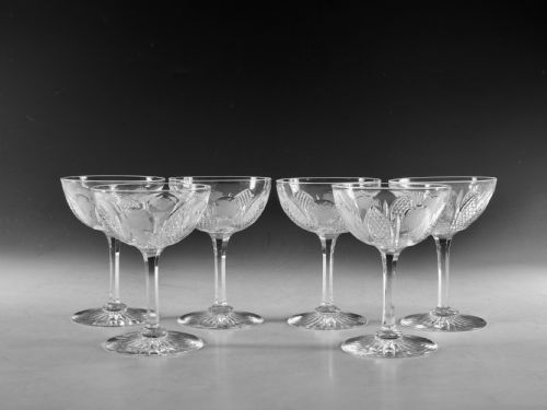 antique glass champagne glasses set of six english c1870 - CATEGORY: ANTIQUE GLASS - DATED 19TH CENTURY
