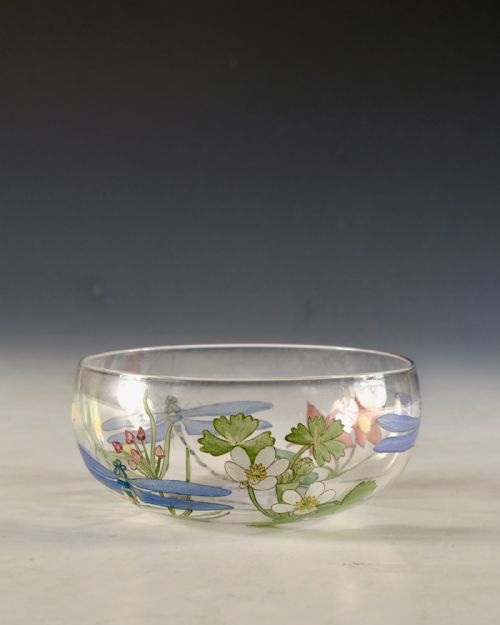 ANTIQUE GLASS FINGERBOWL ENAMELLED BY HANNAH WALTON C1900 - ADDITIONAL PHOTO 5