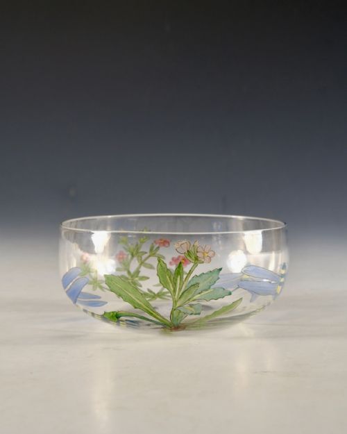 ANTIQUE GLASS FINGER BOWL ENAMELLED BY HANNAH WALTON C1900 - ADDITIONAL PHOTO 4