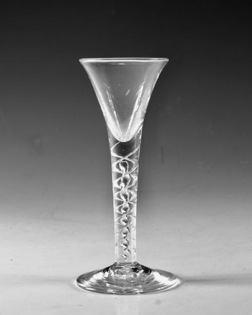 ANTIQUE GLASS MERCURY TWIST WINE GLASS ENGLISH C1755 - ADDITIONAL PHOTO 1