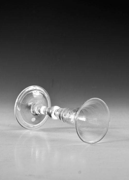 ANTIQUE GLASS BALUSTROID GIN GLASS ENGLISH C1750 - ADDITIONAL PHOTO 3