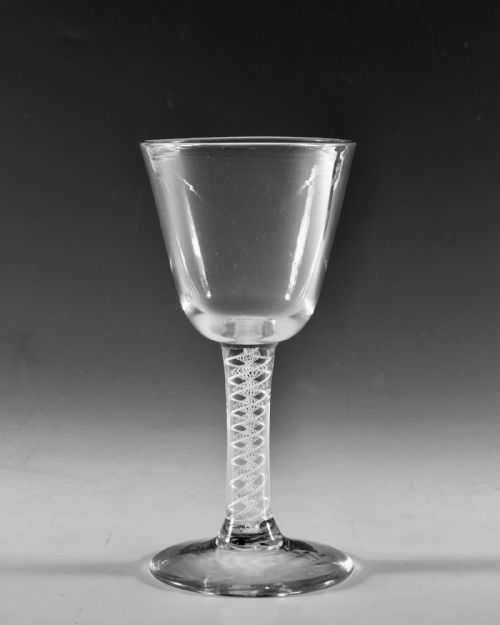ANTIQUE GLASS GOBLET OPAQUE TWIST STEM ENGLISH C1765 - ADDITIONAL PHOTO 1