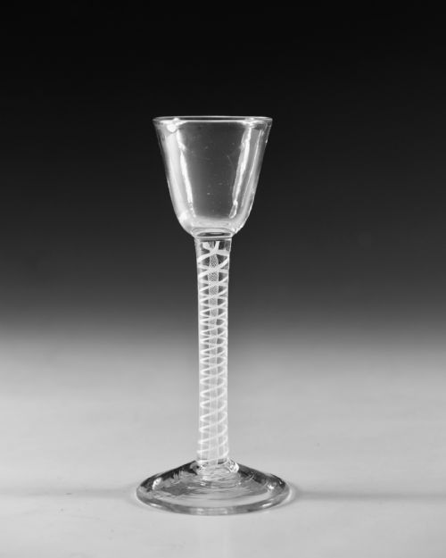 ANTIQUE GLASS OPAQUE TWIST CORDIAL GLASS ENGLISH C1765 - ADDITIONAL PHOTO 1