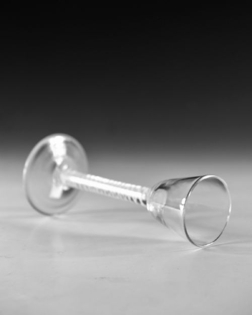 ANTIQUE GLASS OPAQUE TWIST CORDIAL GLASS ENGLISH C1765 - ADDITIONAL PHOTO 3