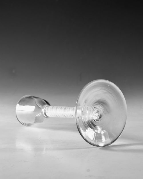 ANTIQUE GLASS OPAQUE TWIST CORDIAL GLASS ENGLISH C1765 - ADDITIONAL PHOTO 2