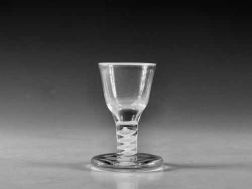 antique glass opaque twist firing glass english c1765 - CATEGORY: ANTIQUE GLASS - DATED 18TH CENTURY