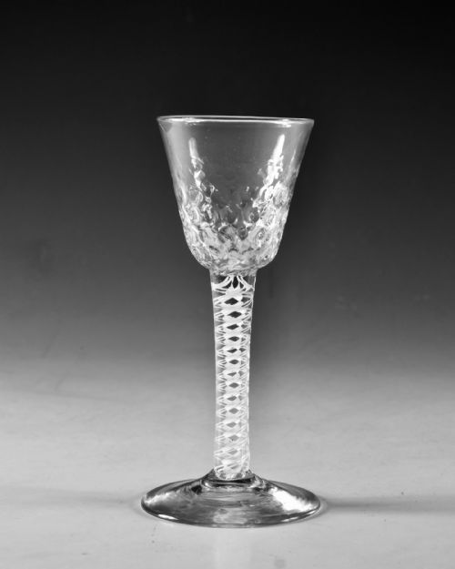 ANTIQUE GLASS OPAQUE TWIST WINE GLASS ENGLISH C1765 - ADDITIONAL PHOTO 1