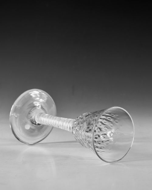 ANTIQUE GLASS OPAQUE TWIST WINE GLASS ENGLISH C1765 - ADDITIONAL PHOTO 3