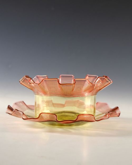 ANTIQUE GLASS FINGER BOWL AND STAND ENGLISH C1900 - ADDITIONAL PHOTO 1