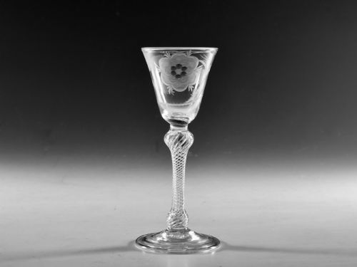 ANTIQUE GLASS JACOBITE WINE GLASS ENGLISH C1745