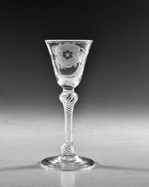 ANTIQUE GLASS JACOBITE WINE GLASS ENGLISH C1745 - ADDITIONAL PHOTO 1