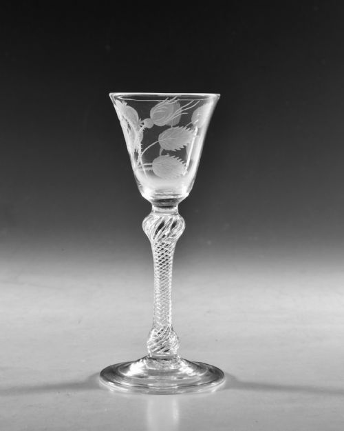ANTIQUE GLASS JACOBITE WINE GLASS ENGLISH C1745 - ADDITIONAL PHOTO 2