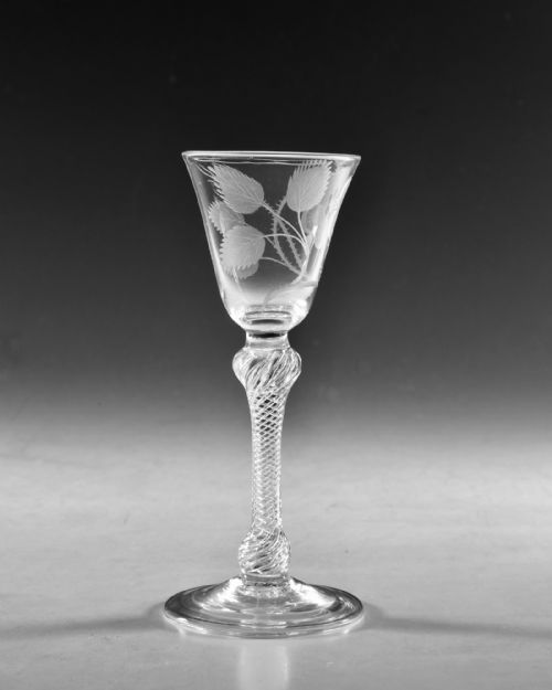 ANTIQUE GLASS JACOBITE WINE GLASS ENGLISH C1745 - ADDITIONAL PHOTO 3
