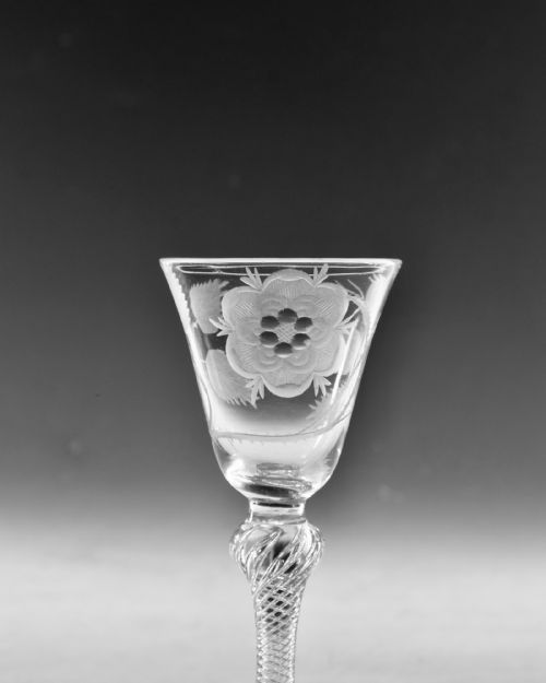 ANTIQUE GLASS JACOBITE WINE GLASS ENGLISH C1745 - ADDITIONAL PHOTO 4