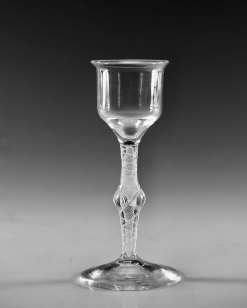 ANTIQUE GLASS OPAQUE TWIST WINE GLASS ENGLISH C1765 - ADDITIONAL PHOTO 1