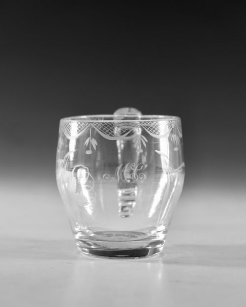 ANTIQUE GLASS SMALL MUG ENGLISH C1790 - ADDITIONAL PHOTO 4
