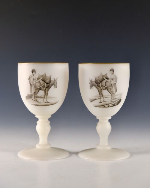 ANTIQUE GLASS GOBLETS PAIR RICHARDSON 1855 - ADDITIONAL PHOTO 1