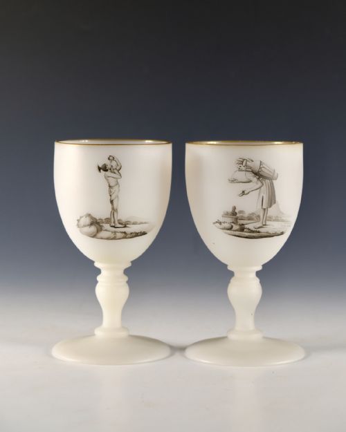 ANTIQUE GLASS GOBLETS PAIR RICHARDSON 1855 - ADDITIONAL PHOTO 2