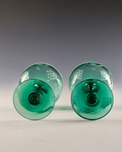 ANTIQUE GLASS PAIR OF CHAMPAGNE GLASSES ENGLISH C1860 - ADDITIONAL PHOTO 6