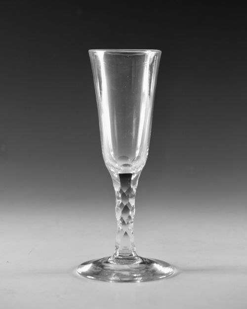 ANTIQUE GLASS FACET STEM ALE GLASS ENGLISH C1780 - ADDITIONAL PHOTO 1