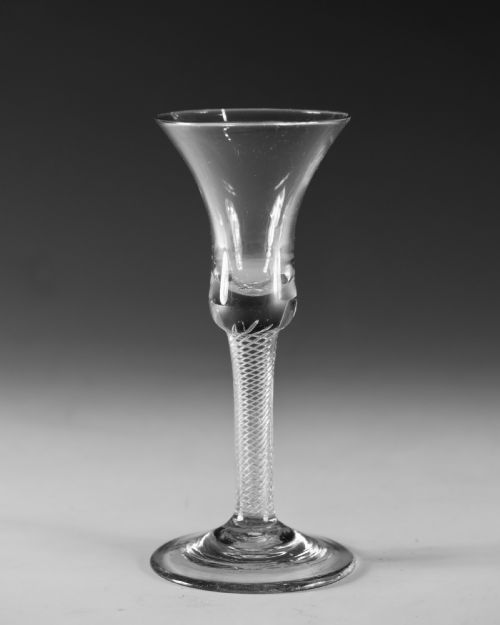 ANTIQUE GLASS MULTI SPIRAL AIR TWIST WINE GLASS ENGLISH C1755 - ADDITIONAL PHOTO 1