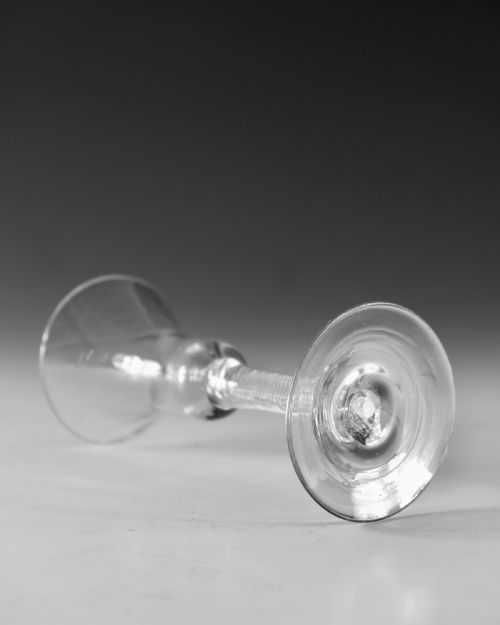 ANTIQUE GLASS MULTI SPIRAL AIR TWIST WINE GLASS ENGLISH C1755 - ADDITIONAL PHOTO 2