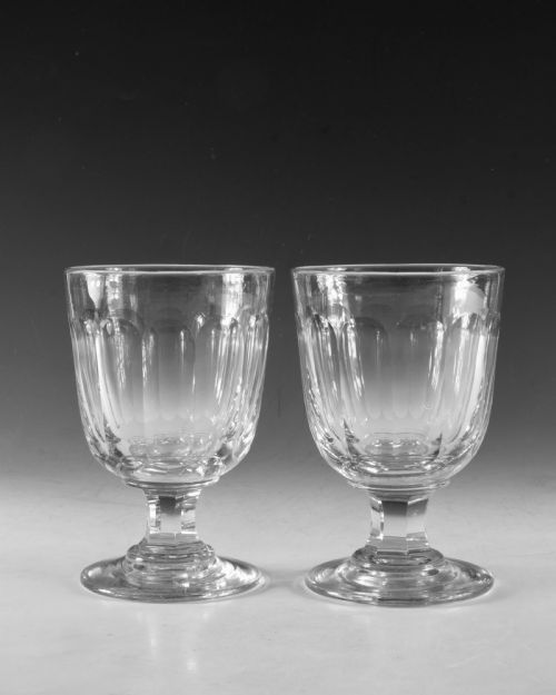 ANTIQUE GLASS PAIR OF RUMMERS ENGLISH C1840 - ADDITIONAL PHOTO 1
